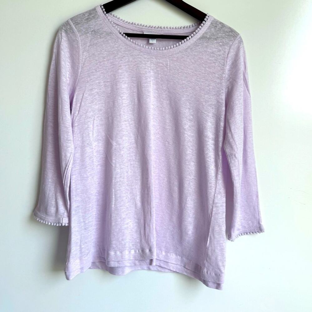J. Jill Love Linen Pink Tassel Top Blouse Size Small 100% Linen Lightweight Soft